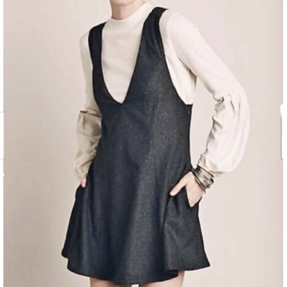 Free People Pinafore Dress sz 8 wool jumper - Picture 4 of 8